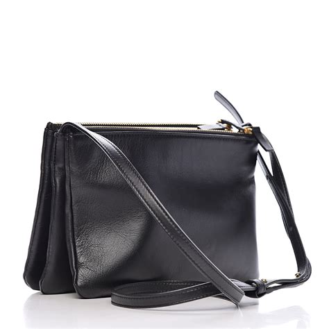 Celine Trio Small Lambskin Crossbody Bag, Black 